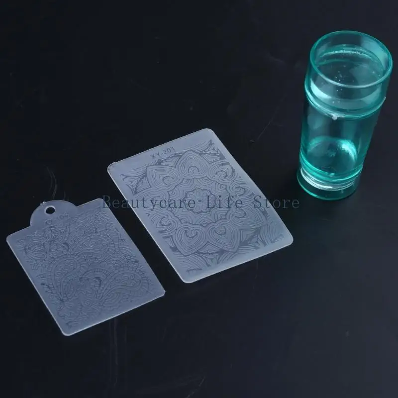 652C Nail Art Stamper French Tip Nail Stamper Clear Silicone Stamp Transparent Visible Body for DIY French Nail Manicure