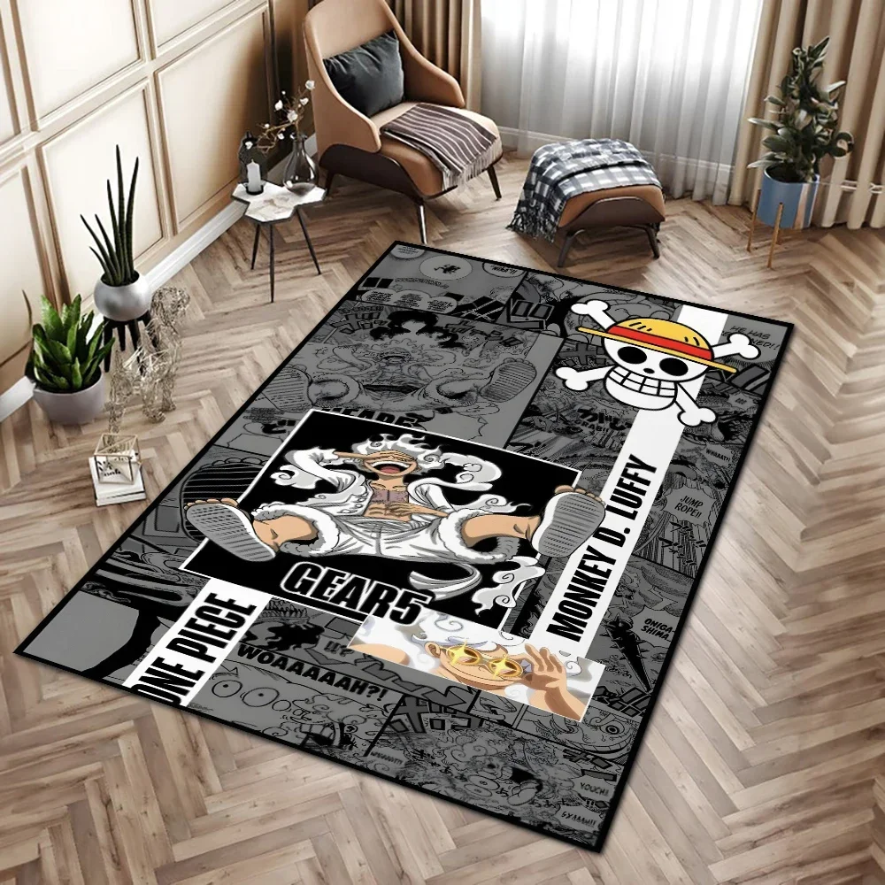 Poster Style Rug Anime Luffy Gear 5 One Piece Customize Handmade Carpet Area Rug for Home Decor