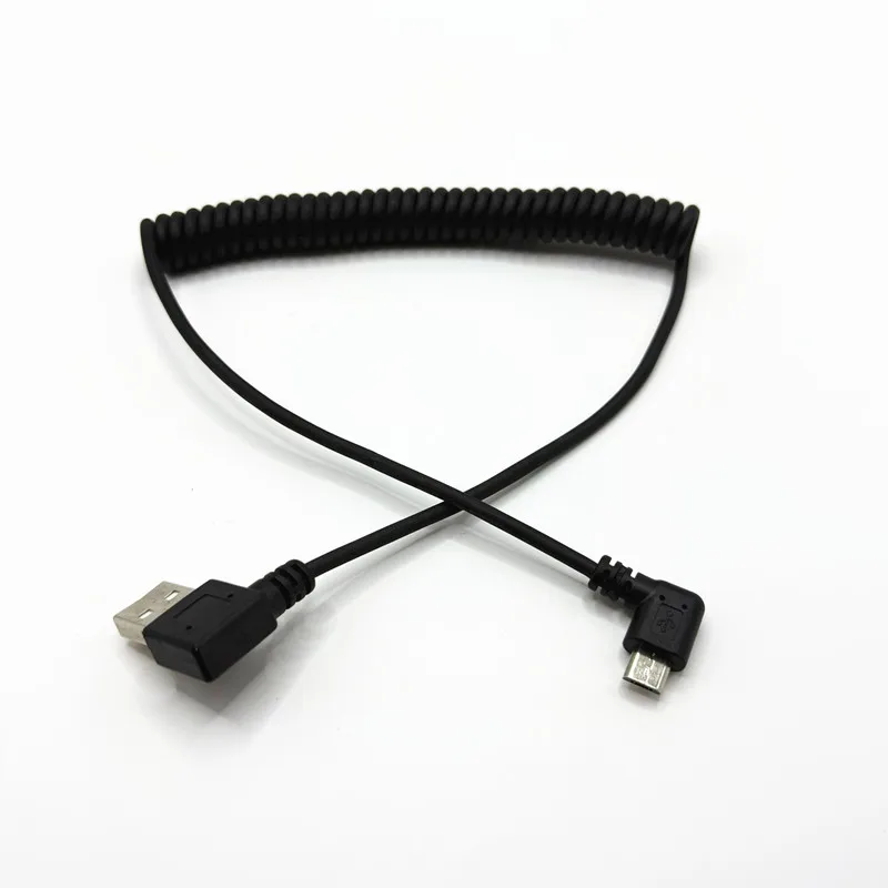 

90-градусный угловой кабель Micro USB для зарядки USB к Micro Usb Пружинный выдвижной шнур для быстрой синхронизации данных Зарядный кабель Спиральный кабель