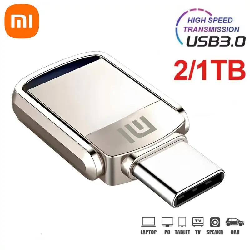 Original XIAOMI 2TB Metal U Disk 2 IN 1 OTG 1024GB 64GB Flash Drive USB 3.1 512gb 1TB Pen Drives Memory Stick Type C Adapter