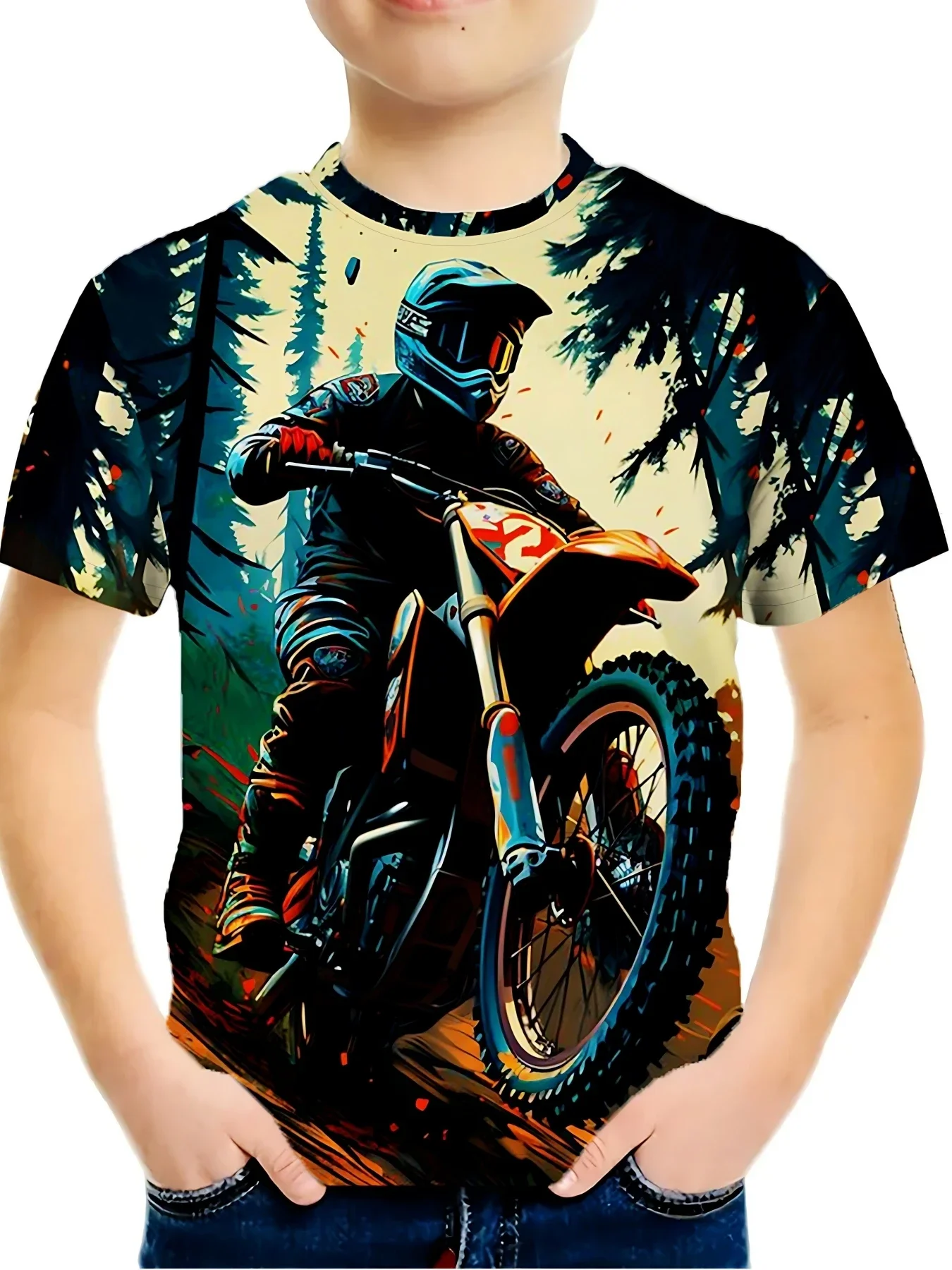 

T-shirt men's fashion motorcycle 3D printing short sleeved summer clothing casual fashion men's T-shirt