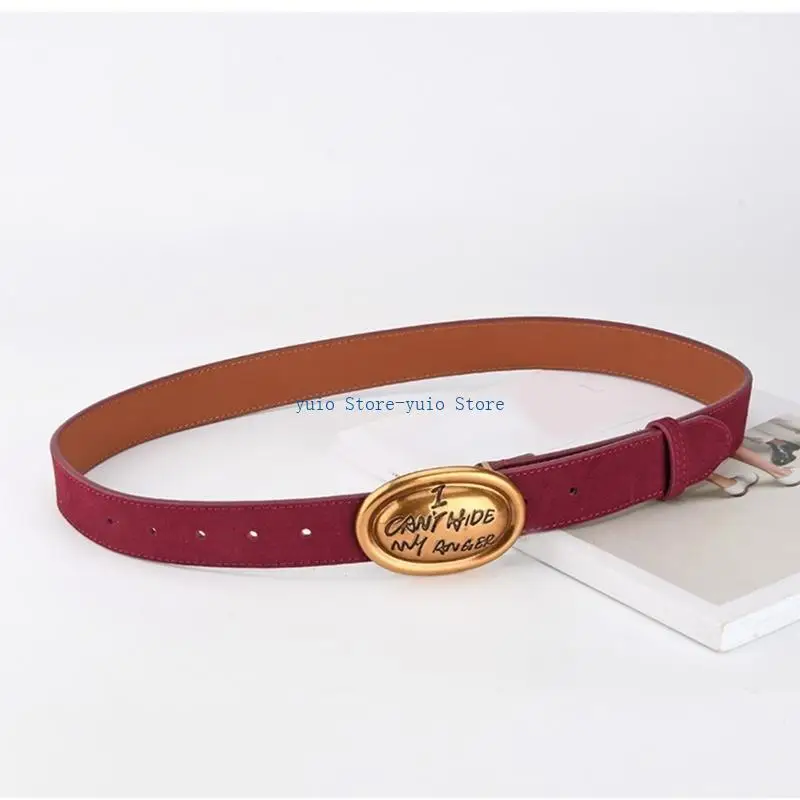 X7XB Oval Buckle Sueded Belt for Adult Casual Wear Thin Belt for Dress Pants Eye Catching Waistband Fashion Waist Accessories
