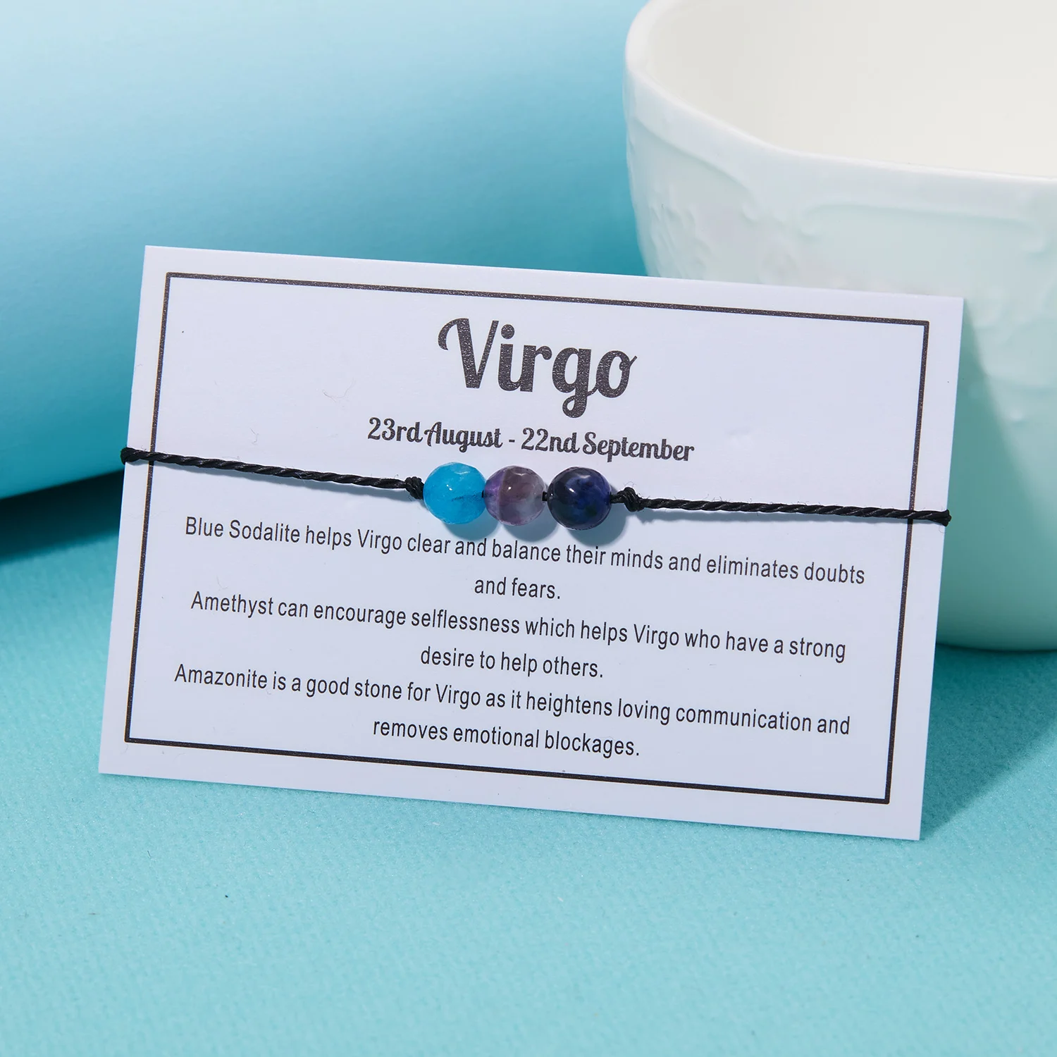 Fashion 12 Constellation Crystal Beads Bracelets for Women Men Handmade Braided Rope Zodiac Sign Bracelet Birthday Jewelry Gift