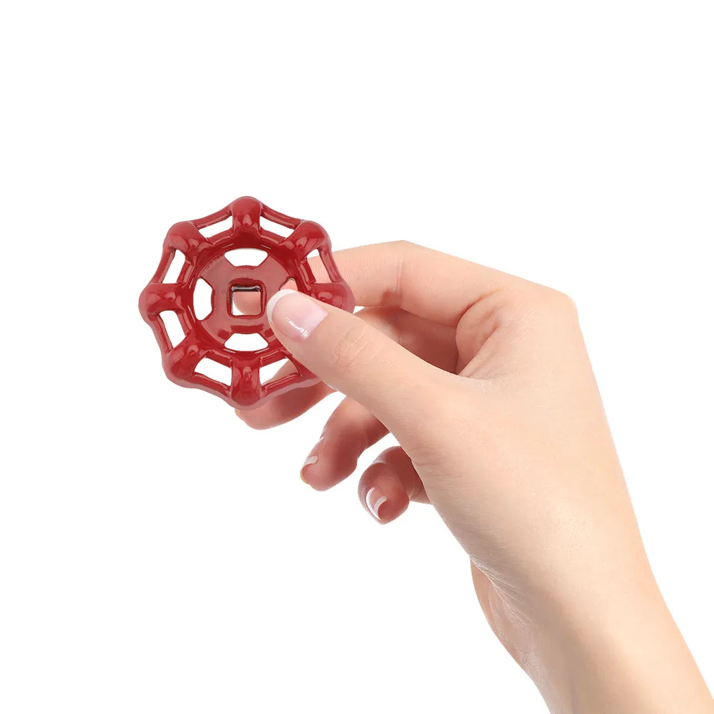 6pcs Red Metal Gate Hand Wheel Cast Iron Shutoff Handle Parts Flat Bottom Easy Operation Reliable Sealing Kitchen Faucet view 4