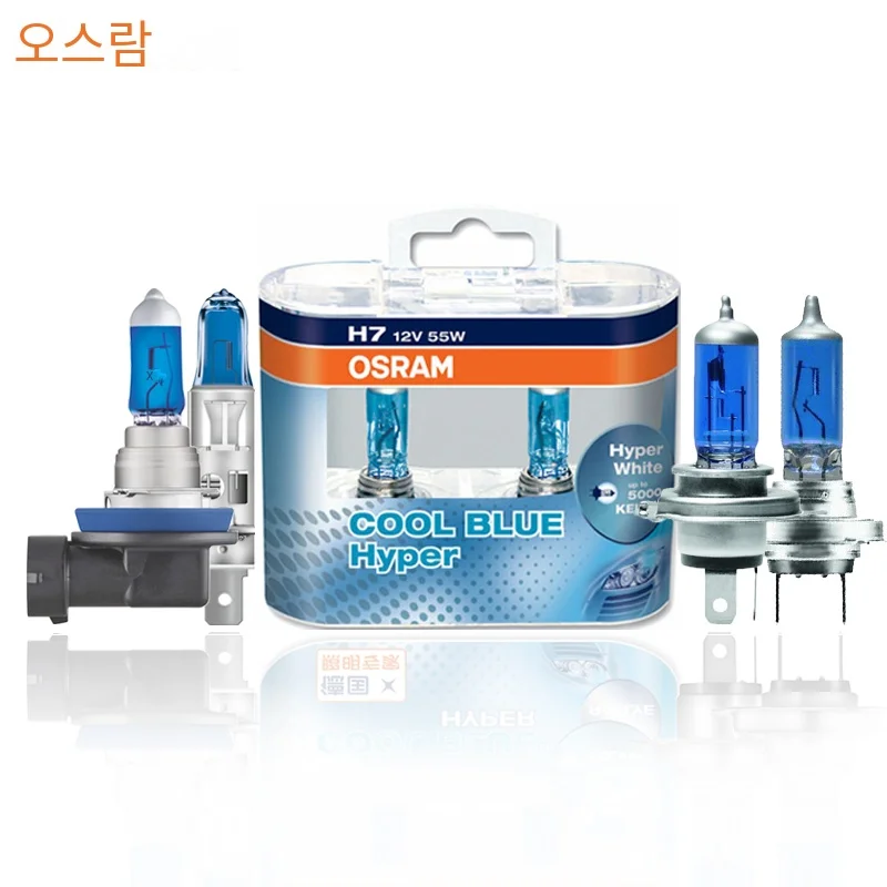 OSRAM  H7 H4 H1 H11 HB3 9005 HB4 9006 Halogen Headlight Car Light Hi/Lo Beam 5300K 12V 55W Cool Blue Hyper White Bulb(2 Pieces)