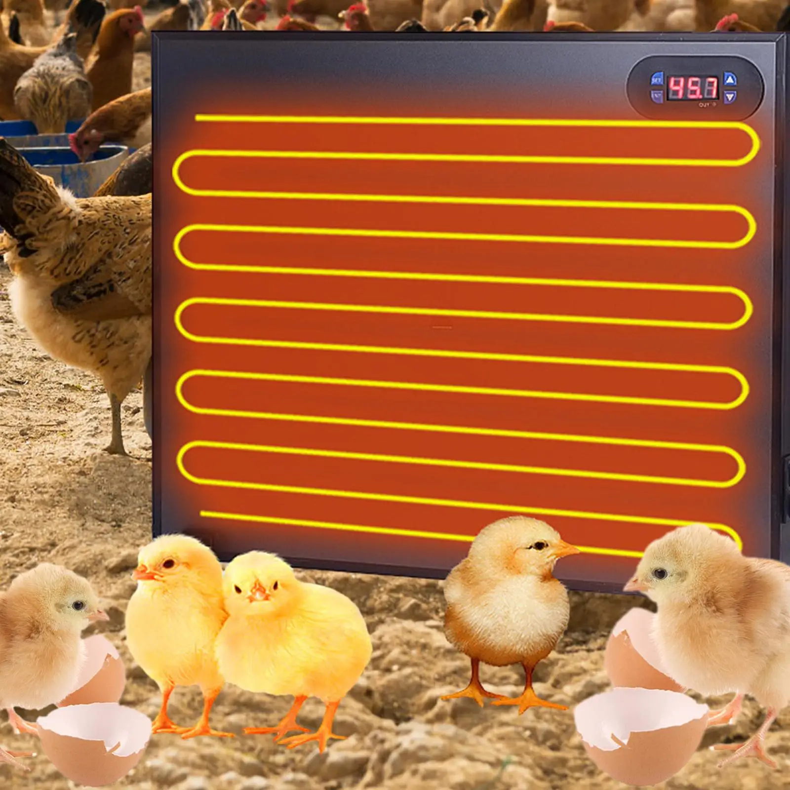 

Chicken Coop Heater Energy Efficient Double Sided Portable Pet Warmer Heater