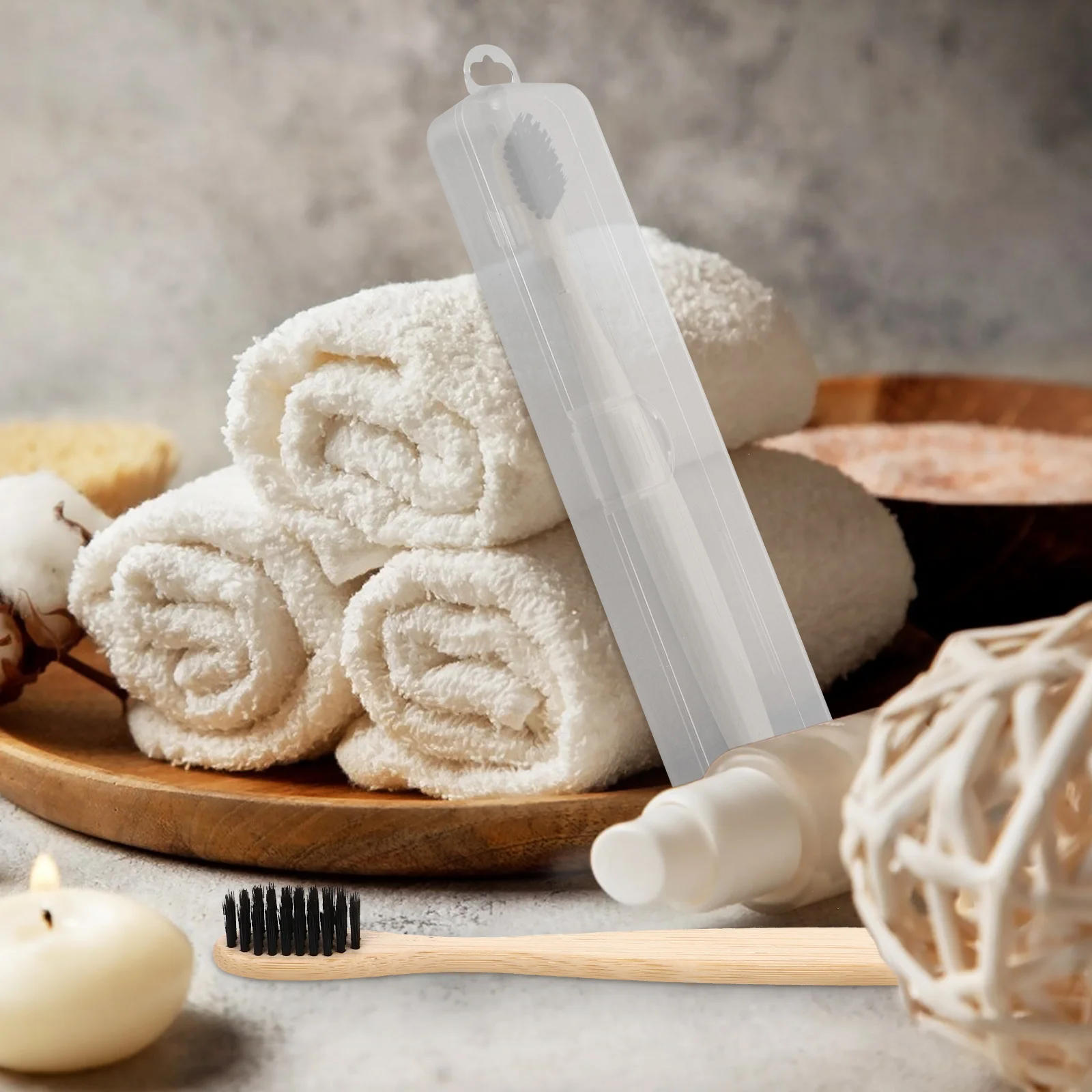 5 pçs caixa de talheres de plástico portátil casos de escova de dentes de viagem suportes capas protetoras compactas para uso ao ar livre