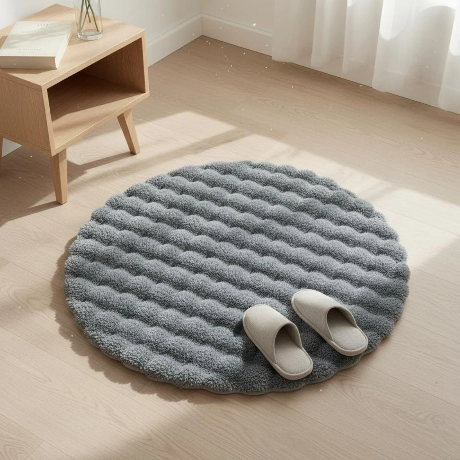 

Faux Rabbit Plush Rug Luxuriously Soft Bubble-Textured Rug Home Textile Cushioned Indoor for Living Room