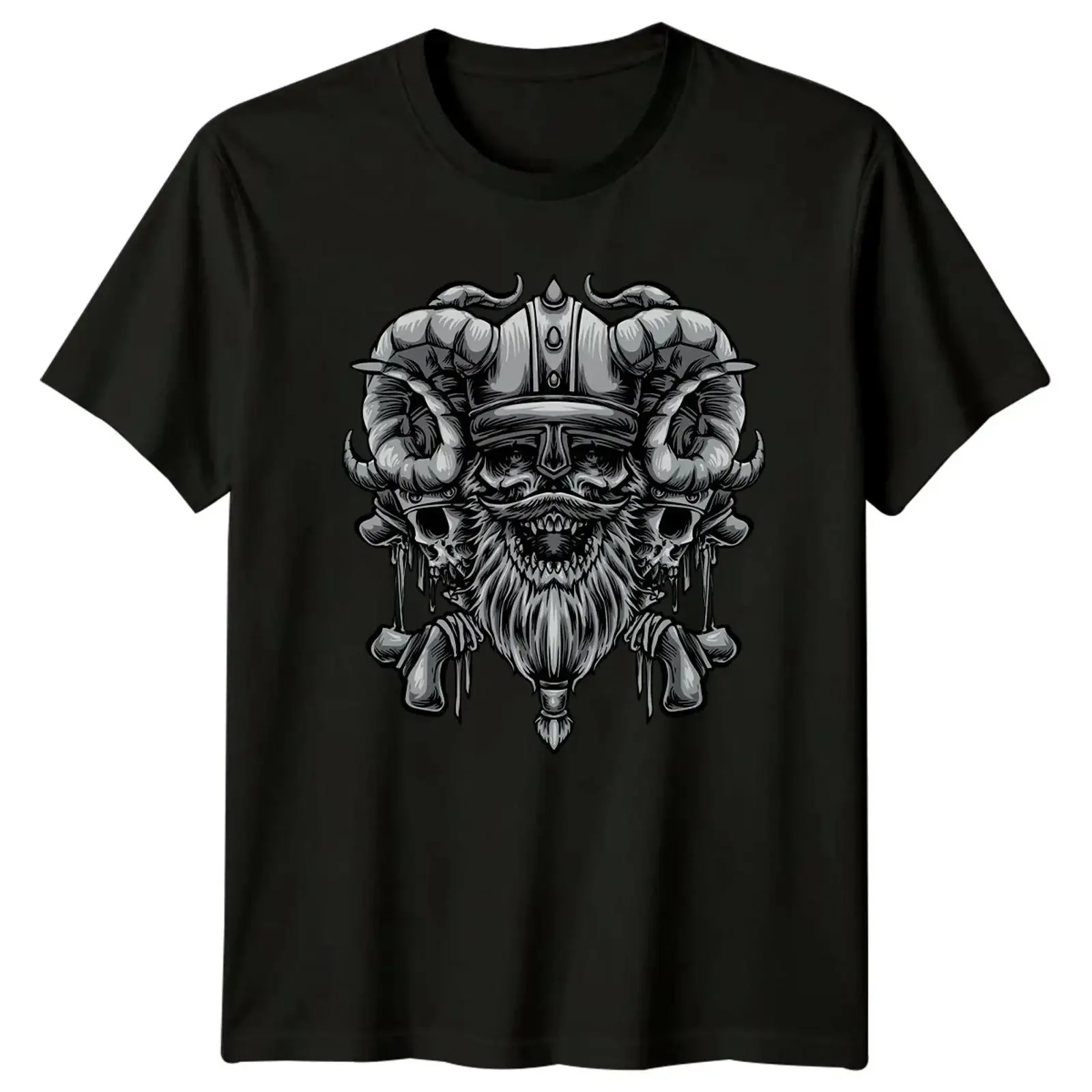 Wikinger Krieger Skull Art T Shirt Nordic Geburtstag Geschenk vintage Washed Stylish homme Breathable Soft Stretched streetwear