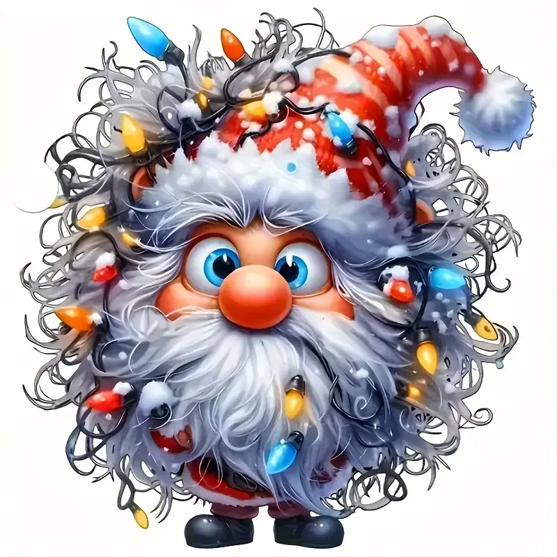 1Pc Glossy Christmas Gnome Fairy Light Vinyl Sticker Removable No Residue For Car Laptop Cup Window Holiday Decor