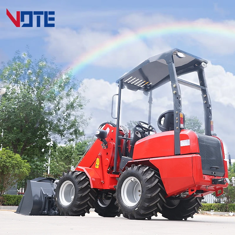 Loader Micro ขนาดกะทัดรัด Hydrostatic รถตักพลั่วสวนรถแทรกเตอร์ขนาดเล็ก Mini Front End Loader ล้อราคาพาเลท