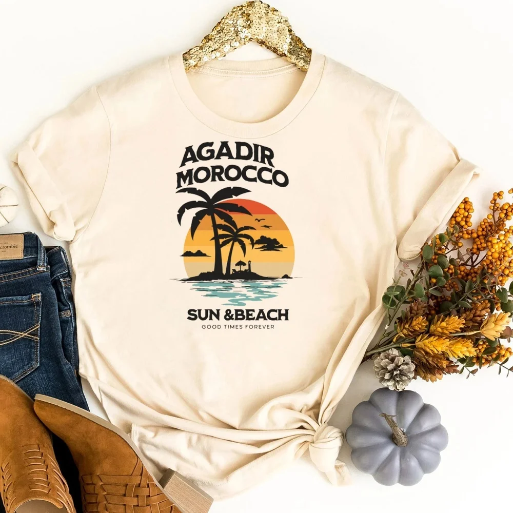 Morocco t shirt women Psychedelic meme party 80s y2k tshirt emo cheap kawaii aesthetic scene