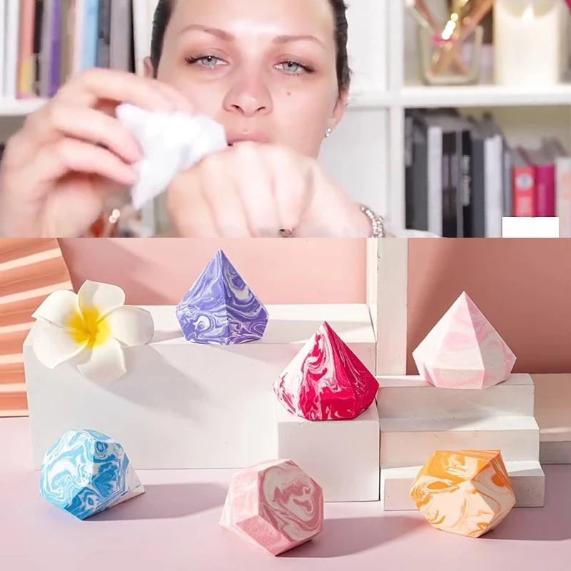 Esponja de maquillaje de 2/4/6 Uds., esponja de belleza de diamante, esponjas de maquillaje grandes con gradiente sin látex, esponja de maquillaje en polvo para maquillaje Facial