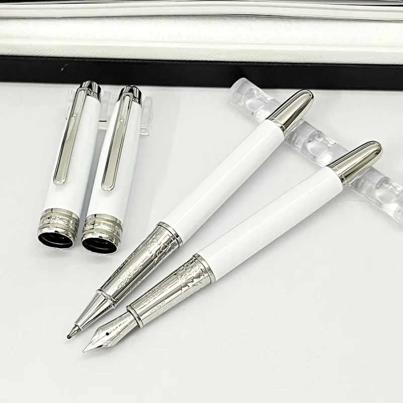 Lanlan-White Metal MB Esferográfica, Rollerball Caneta-tinteiro, Papelaria de escritório com galvanoplastia Escultura, Número de Série, 163