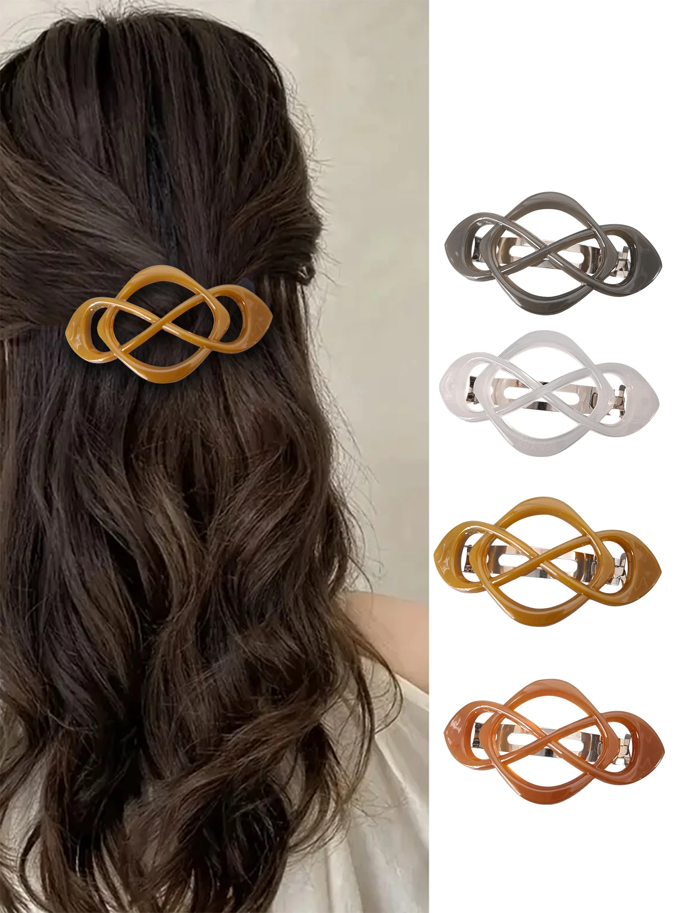 

4pcs ladies jelly color hollow spring clip hair clip solid color simple daily half-up hair accessories hair accessories