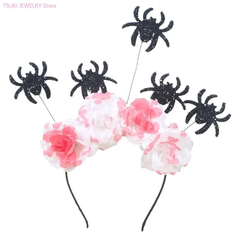 62KE bloem hoofdband voor meisjes spinnenhaar hoepel Halloween s en kronen