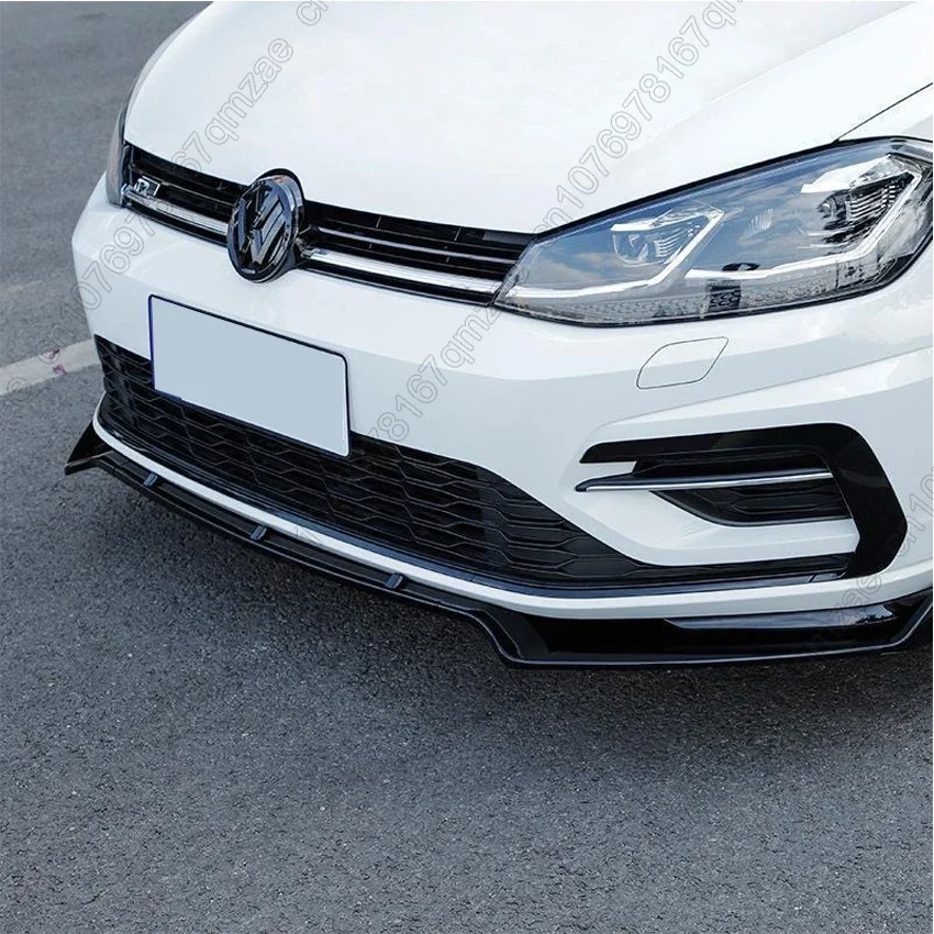 For VW Golf 7 7.5 MK7 MK7.5 GTI GTD R R-Line 2012-2020 Car Front Bumper Splitter Lip Spoiler Body Kit For Volkswagen Gloss Black