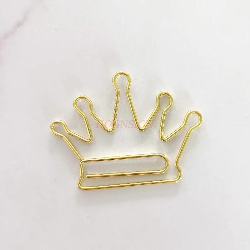 10pcs Golden Crown Paper Clips Small Fresh Paper Clips Metal Pins Stationery Bookmarks Cute