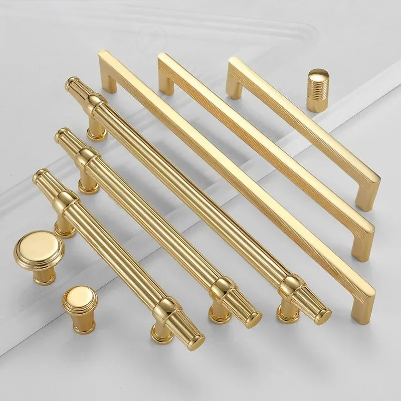 Modern Simple Solid Bright Gold Light Luxury High End Cabinet Door Handle Drawer Shoe Cabinet Wardrobe Handle