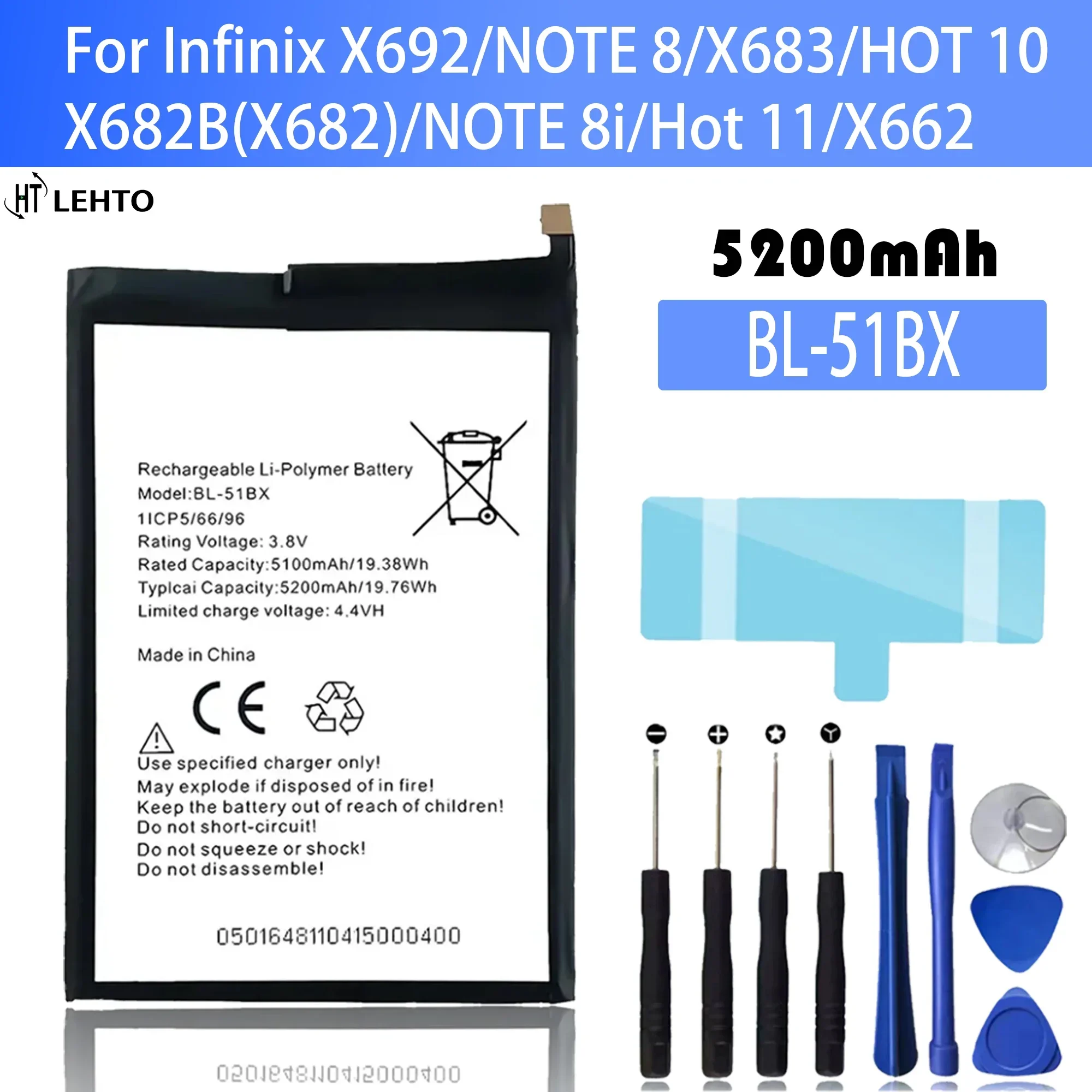 

100% New Original BL-51BX Bbattery For Infinix X692 / NOTE 8 / X683 / HOT 10 / X682B / NOTE 8i Cell Phone