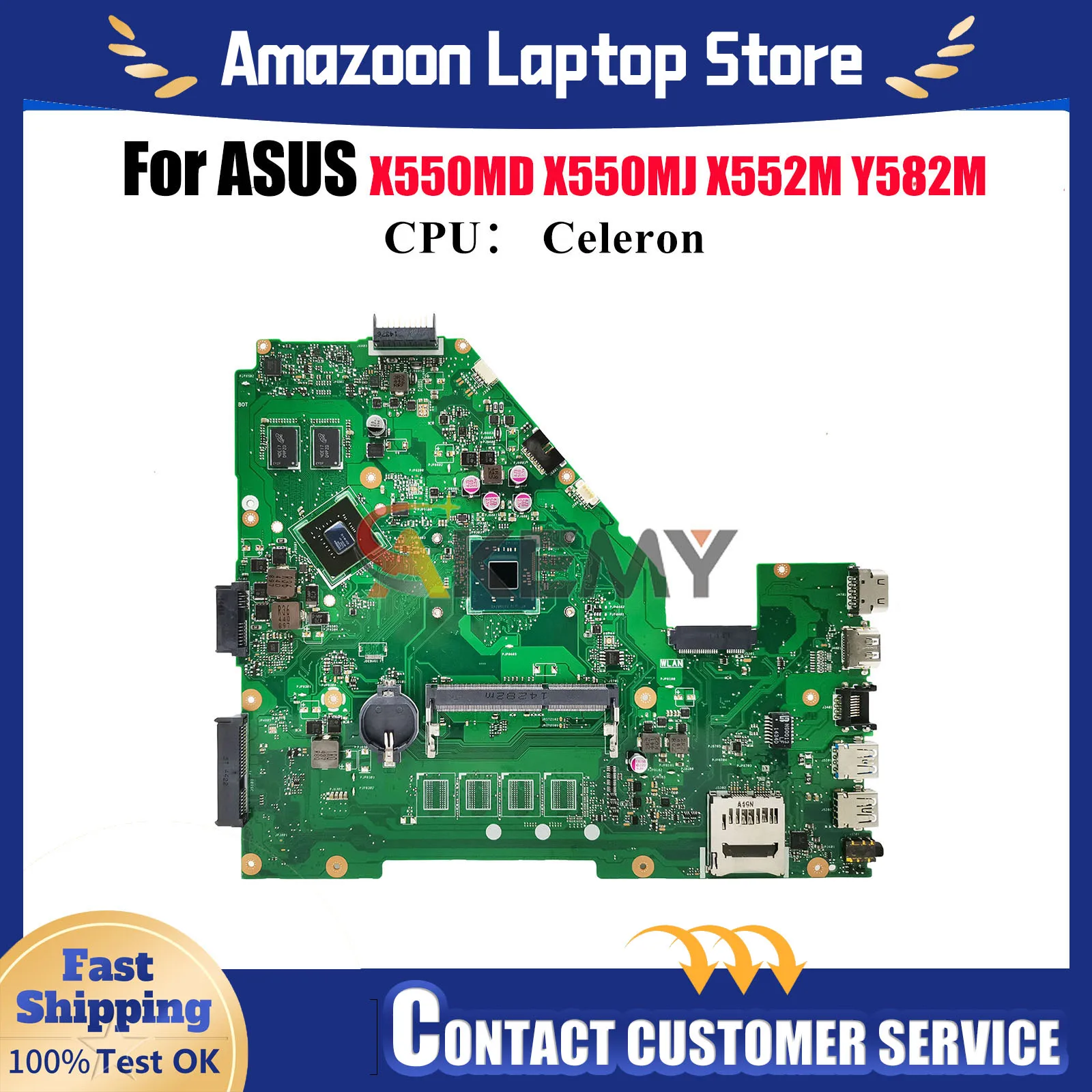 

Материнская плата для ноутбука X550MJ для ASUS VivoBook X550MD Y582M X552M X550M X550MJ с процессором Celeron, 100% тестирование, ОК, быстрая доставка