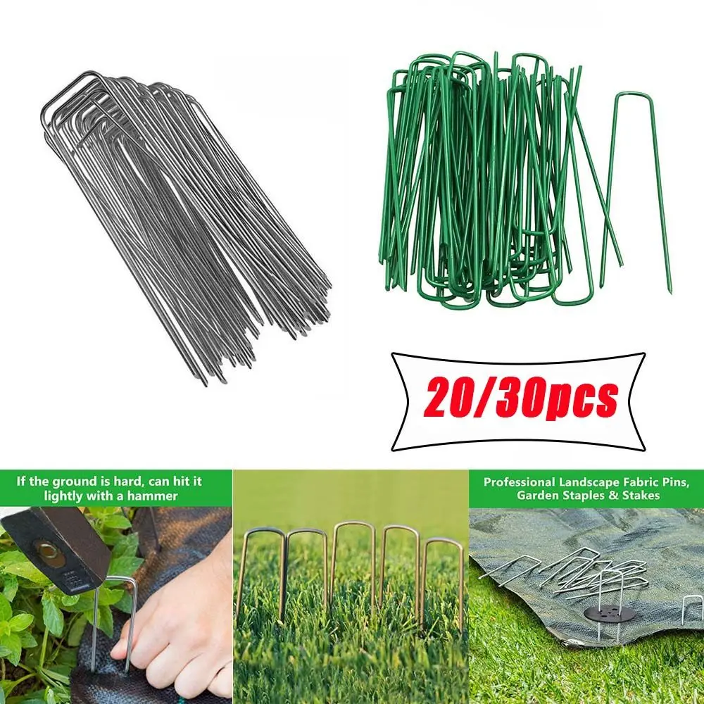 Metal Plastic Ground Garden U Pins Lawn Artificial Grass Steel Pegs Turf nails Hooks Staples