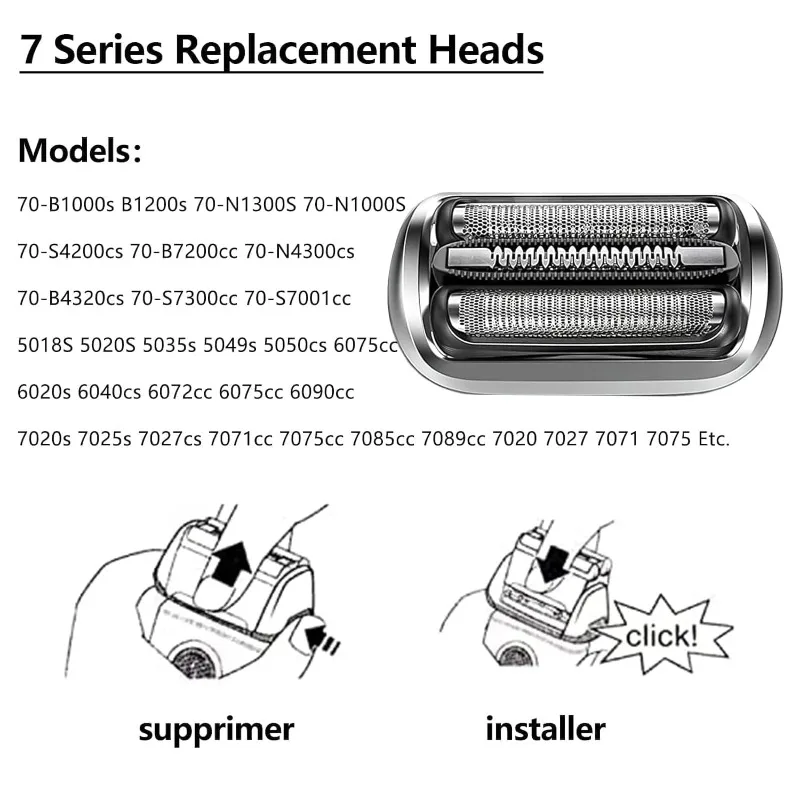 73S Replacement Head Wet&Dry Replacement Foil and Blades for Series 7 Electric Shavers for Models 7020s,7025s,7085cc,7027c
