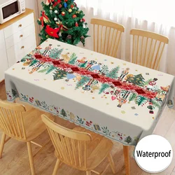 Christmas Nutcracker Holly Waterproof Tablecloth Holiday Party Decor Reusable Xmas Rectangle Table Cloth Dining Room Table Decor