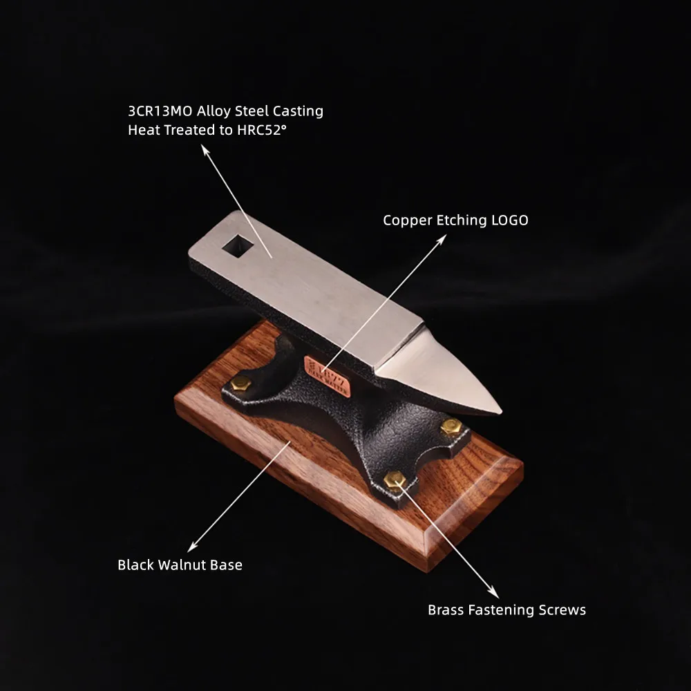 DIY Horn Anvil Alloy Steel Forming Work Surface Bench Tool Metal Beat Pad With Walnut Base for Gold and Silver Jewelry Making