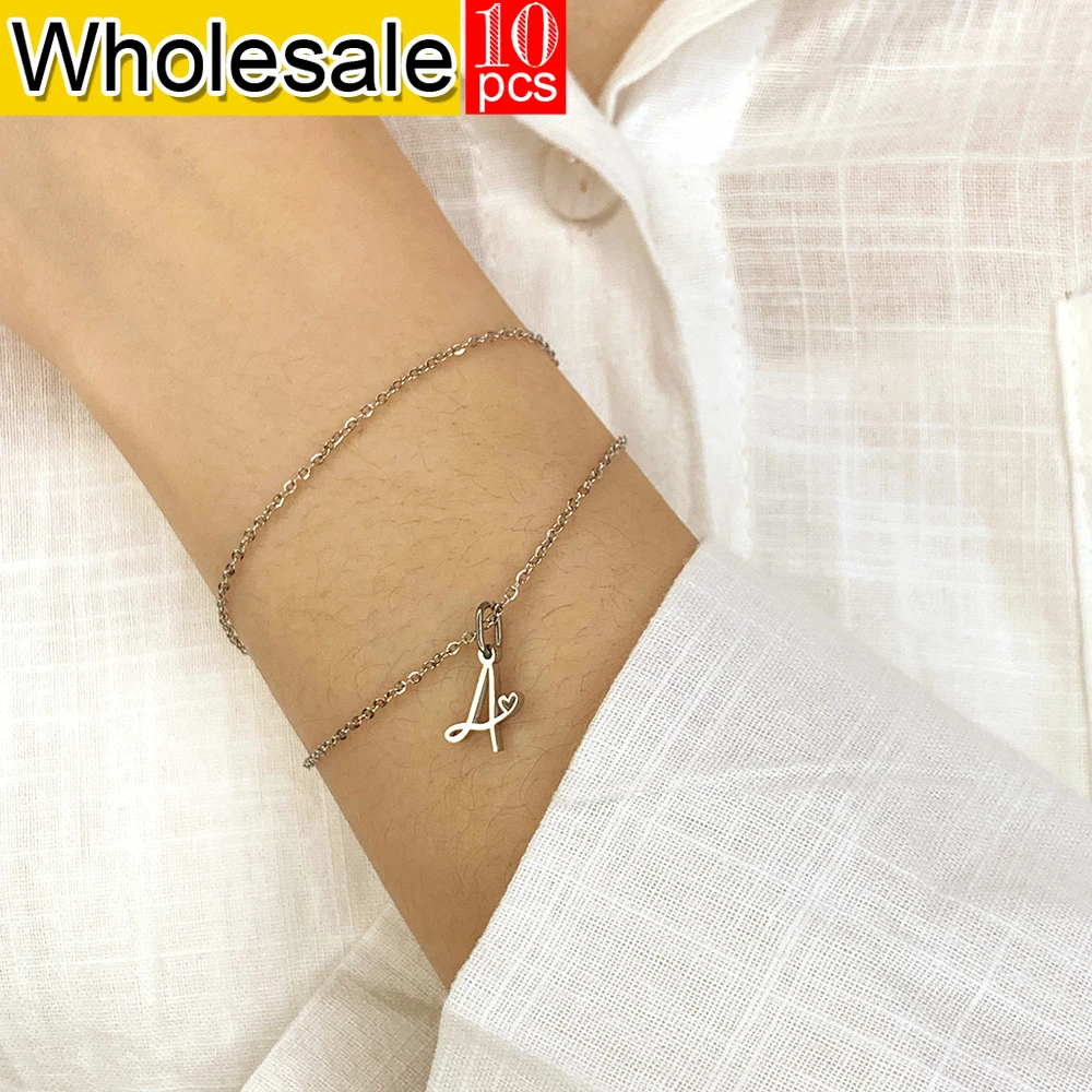 10PCS Wholesale Ladies Bracelet Silver color 12 Zodiac Multilayer Bracelet Jewelry Fine Chain Ladies Stainless Steel Chain