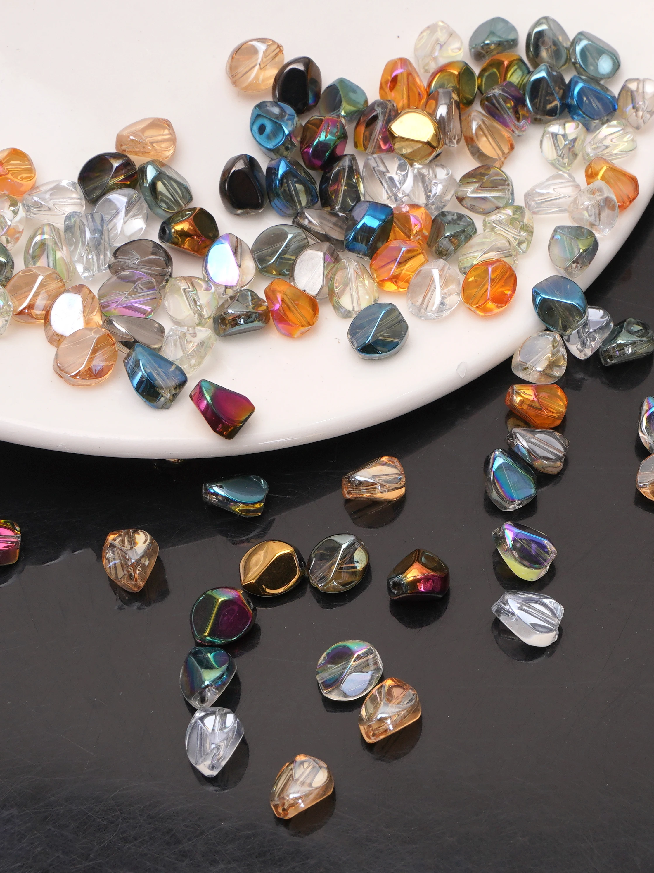 

10pcs Glass Drop Beads 7x8mm Faceted Glass ellipse Beads Crafts Material Making Charms Earing Jewelry Accessories ﻿