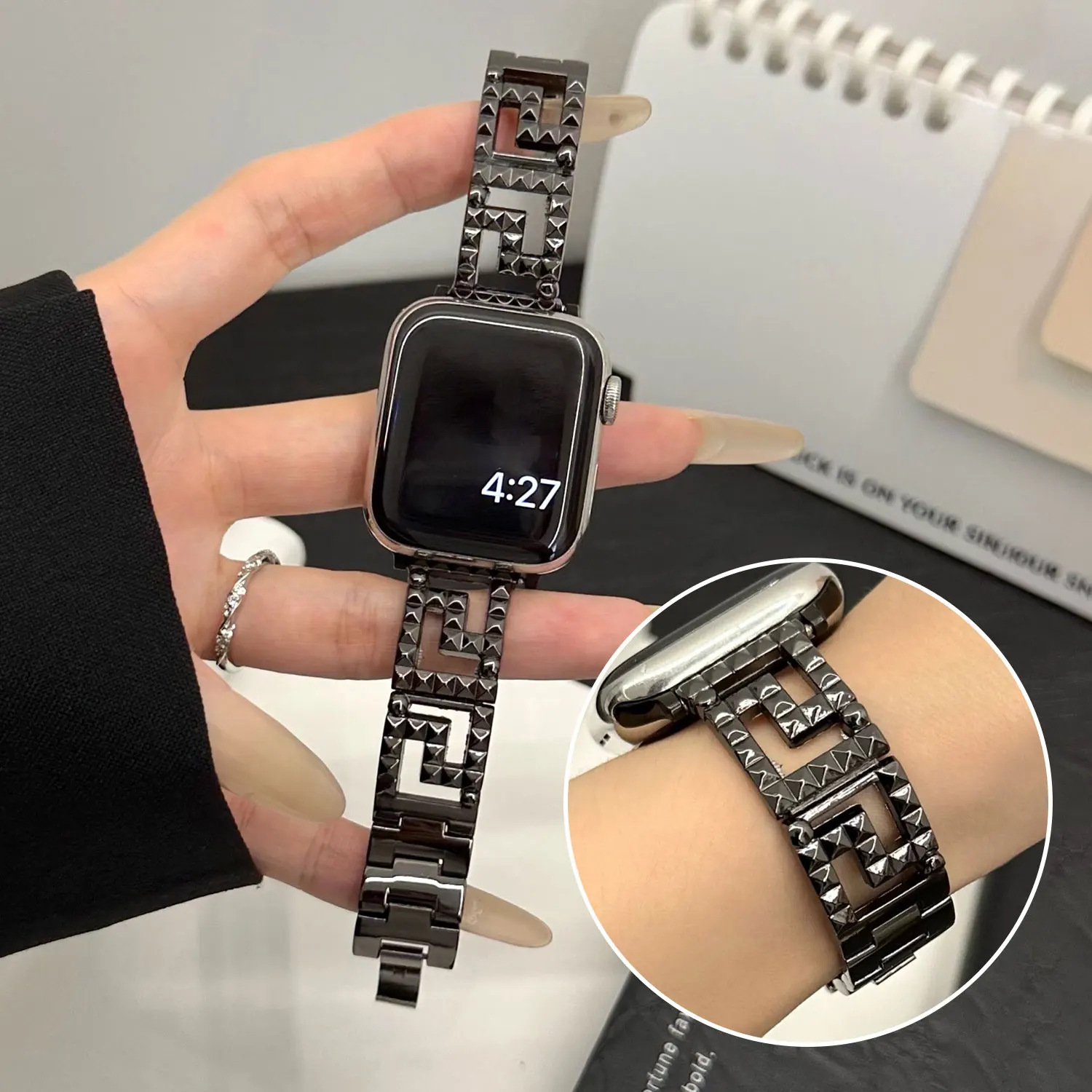 Luxury metal strap suitable for Apple Watch strap 49 46 44 45 42 38 40mm diamond studded strap suitable for Iwatch series 987SE