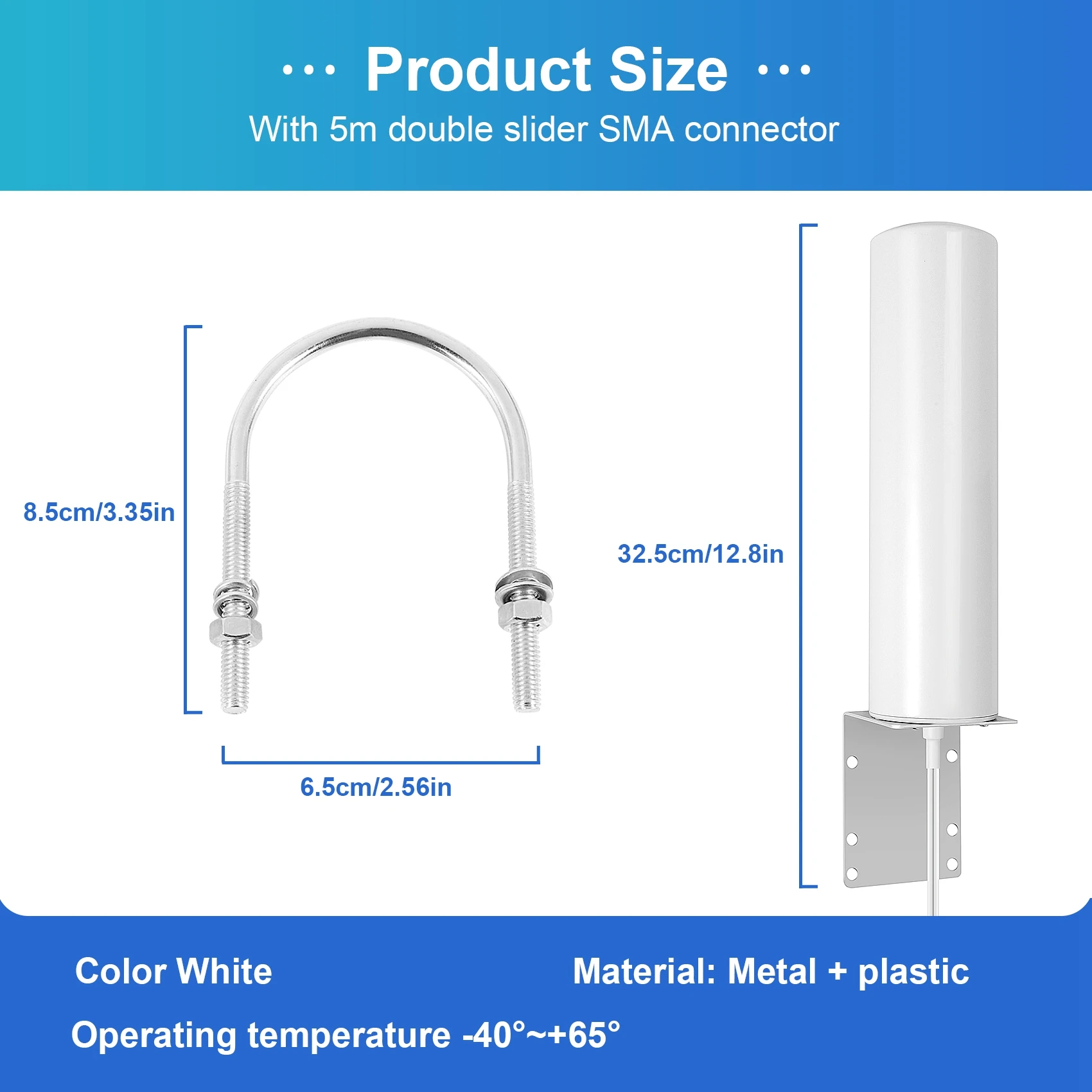 Antena externa 3G 4G LTE externa com conector SMA deslizante duplo de 5M para roteador 3G 4G Modem-BCBW