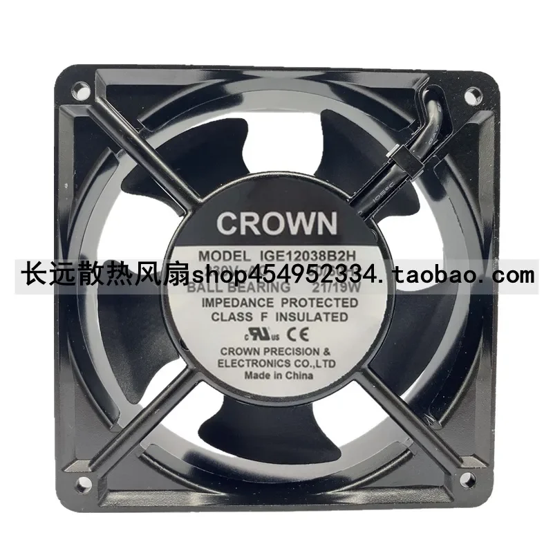 for CROWN IGE12038B2H S2H Axial Flow Fan 12cm 230V 21 19W Cooling Fan New Genuine