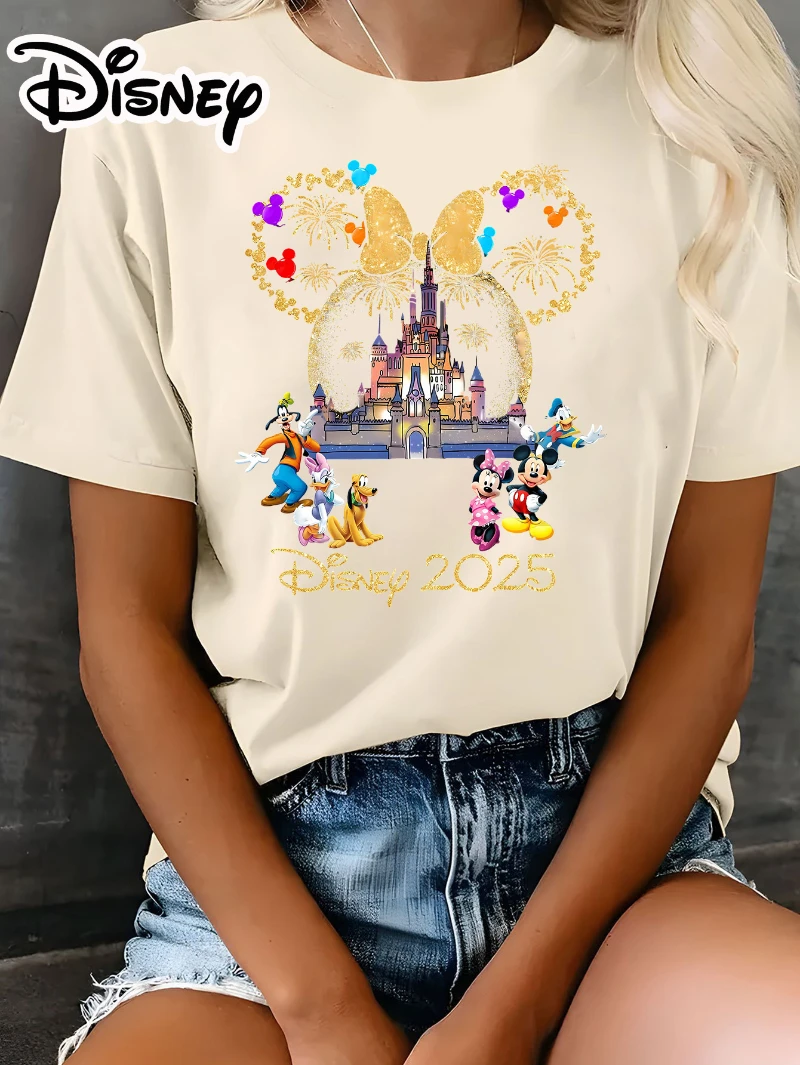 Camiseta de Disney para mujer, camiseta oficial de manga corta con diseño de personaje y castillo de Cenicienta, top de verano ligero de tela transpirable