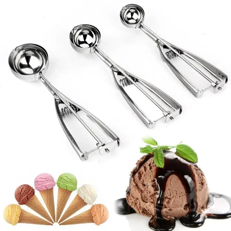 Ice Cream Scoop Stainless Steel Cookie Dough Scooper for Fruit Melon Baller Digging Ball Kitchen Confectionery Tool Accessories