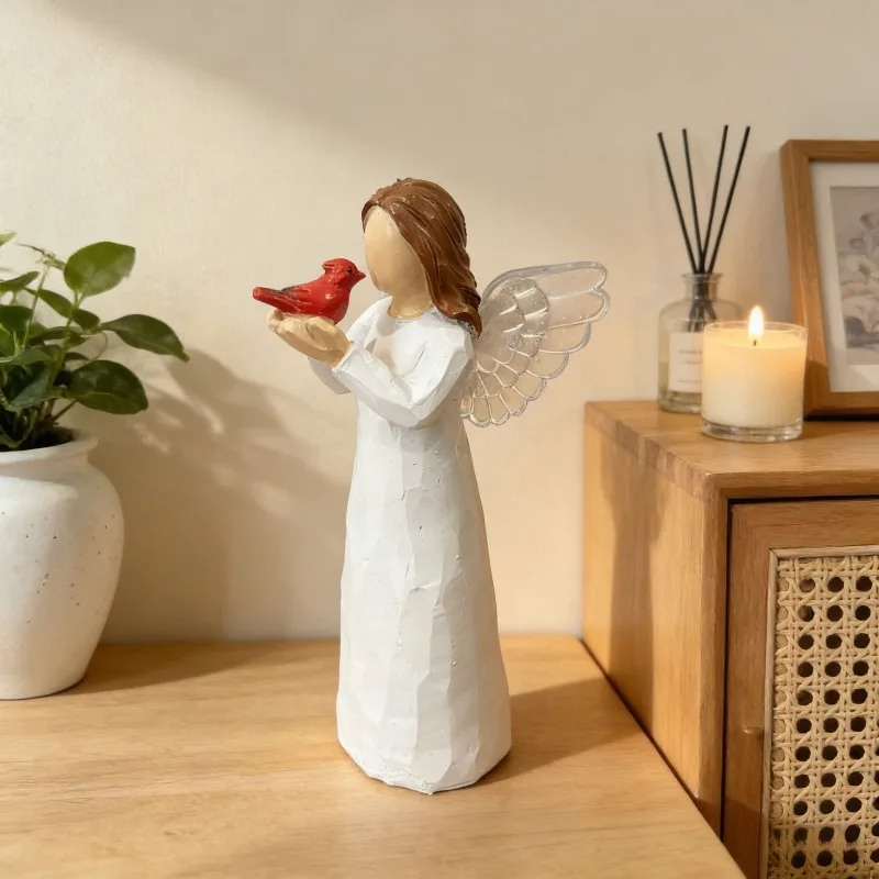 Angel and Bird OrnamentsResin Crafts with High-end and Niche CraftsmanshipHome Decoration SculpturesBedroom and Office Ornaments