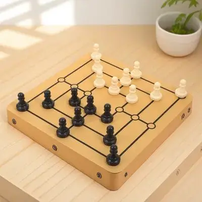 

Nine Pieces Chess Family Board Game Table Desktop Chessboard Funny Entertainment Tabletop