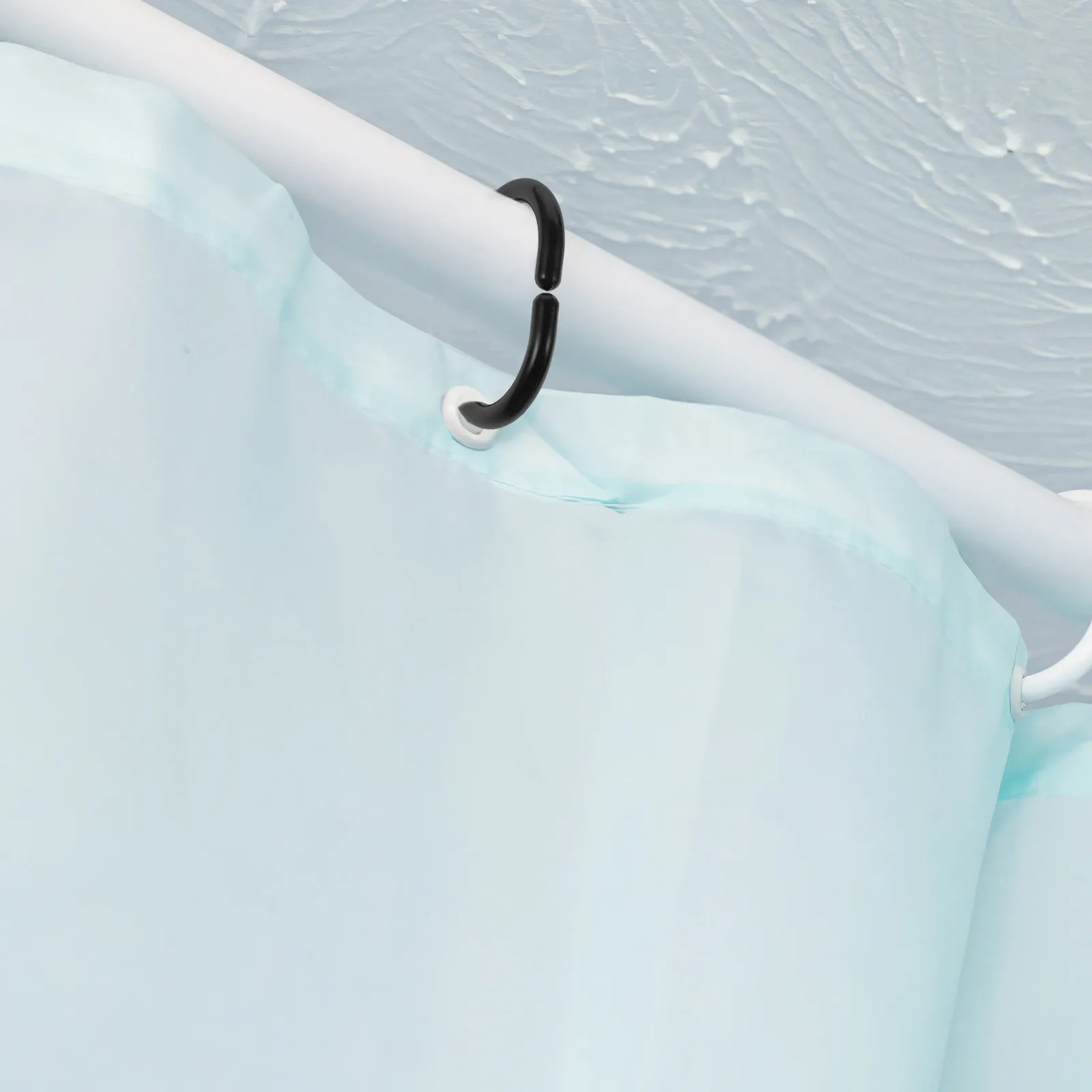 20Pcs Black Curtain Hooks Plastic Shower Curtain Rings Snap Closure Hanging Rings for Bathroom and Drapery Curtains