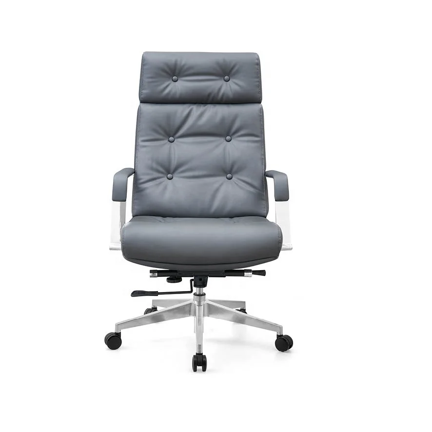 ✗x Direct Factory Price Grey Genuine Leather Executive Reclining Office Chair Ergonomic Desk Chair&