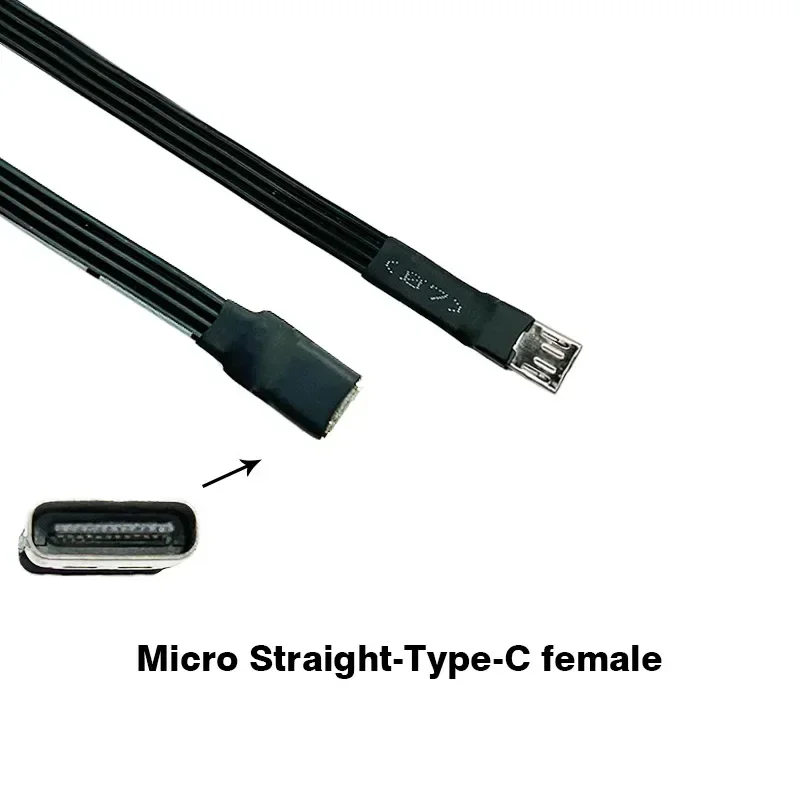 FFC USB 2.0 kąt nachylenia 90 stopni mikro USB męski 90 łokci męskie miękkie płaskie elastyczne przedłużenie FPV USB2.0 kabel Adapter 0.1-3m