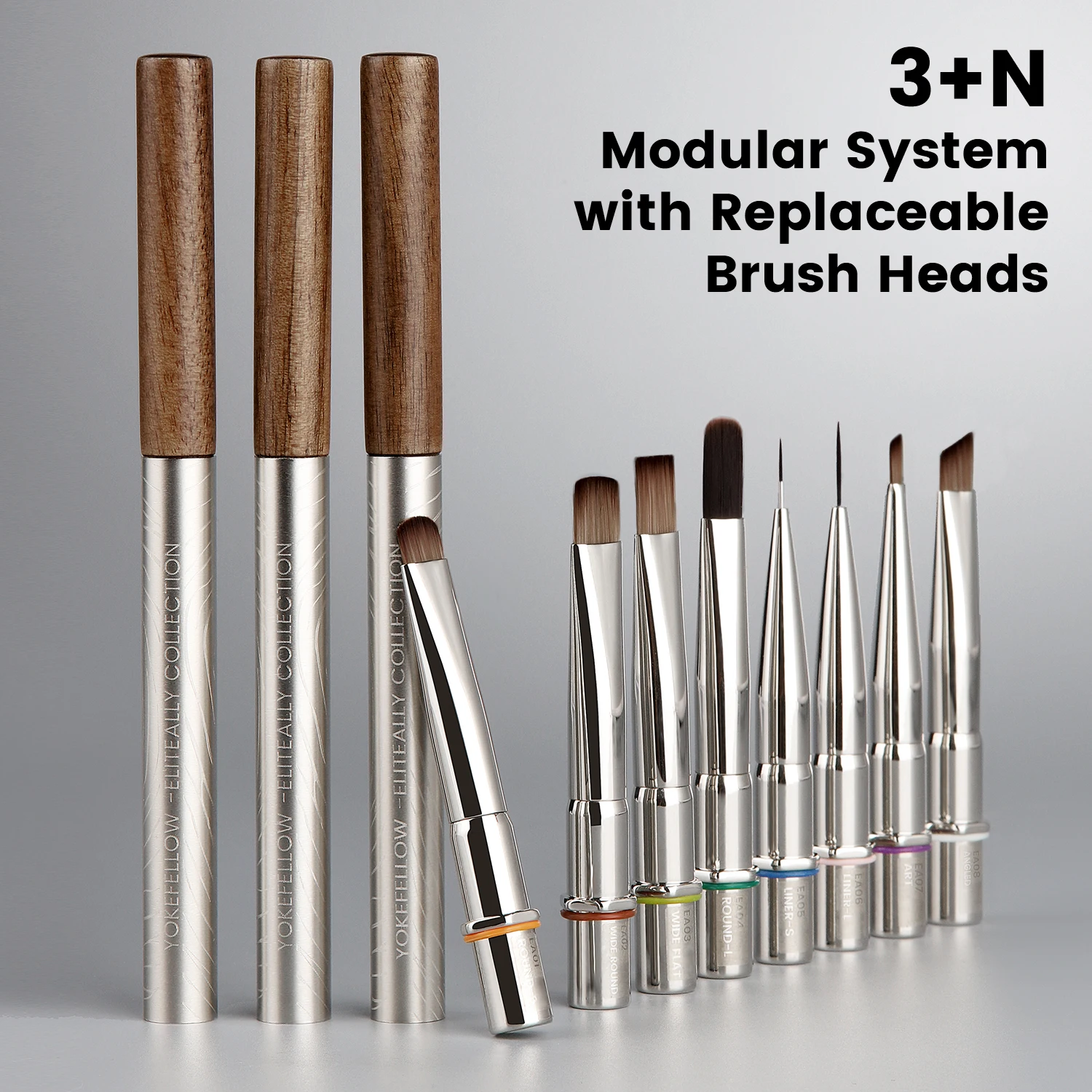 YOKEFELLOW Nail Art Brushes French Tip Brush Liner Brushes 8pcs Nail Art Tool Set with Brush Holder for Gel Polish Design Supply