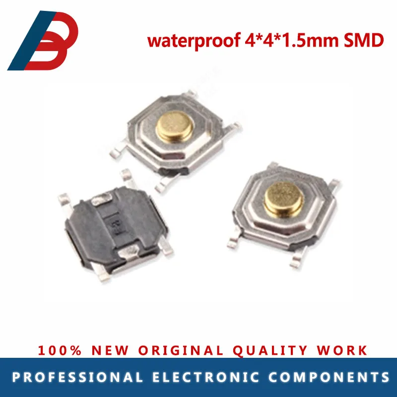 20PCs waterproof 4*4*1.5mm SMD 5pin light touch switch smd4 on/off touch button micro switch 4*4*1.5 keys button