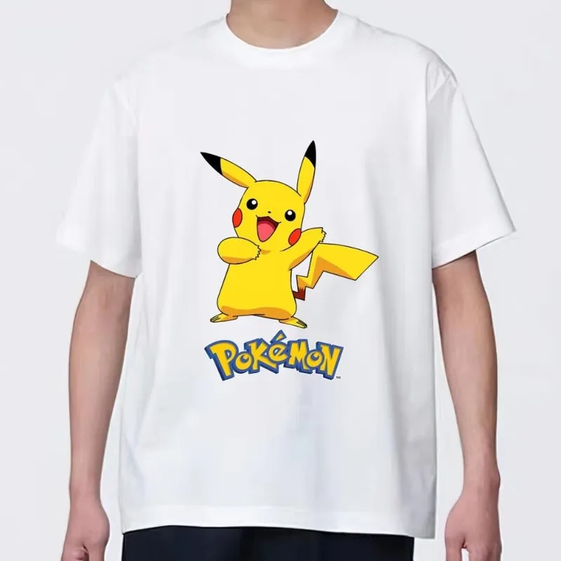 MINISO Pokemon P-Pikachu Cute T Shirt uomo coppia combinazione vestiti manica corta colletto moda donna cotone