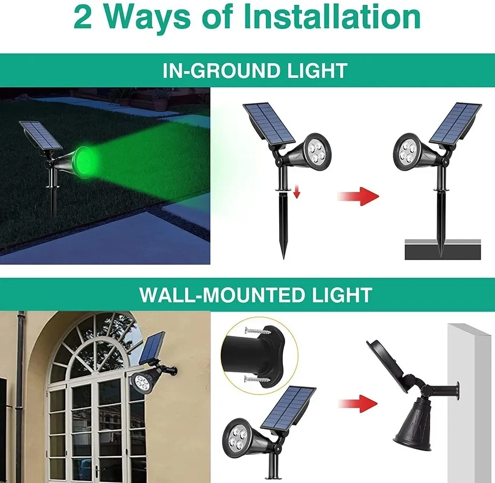 7 المصابيح الشمسية بقعة أضواء سطوع قابل للتعديل، IP65 للماء الطابق شنت مصباح الحديقة، للمناظر الطبيعية، الفناء، حديقة الديكور #3