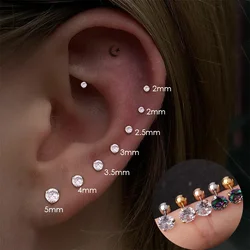 1PC Small Round Cz Tragus Cartilage Rook Helix Stud Earrings Snug Conch Prong Gem Monroe 16G Tragus Helix Ear Piercing Jewelry