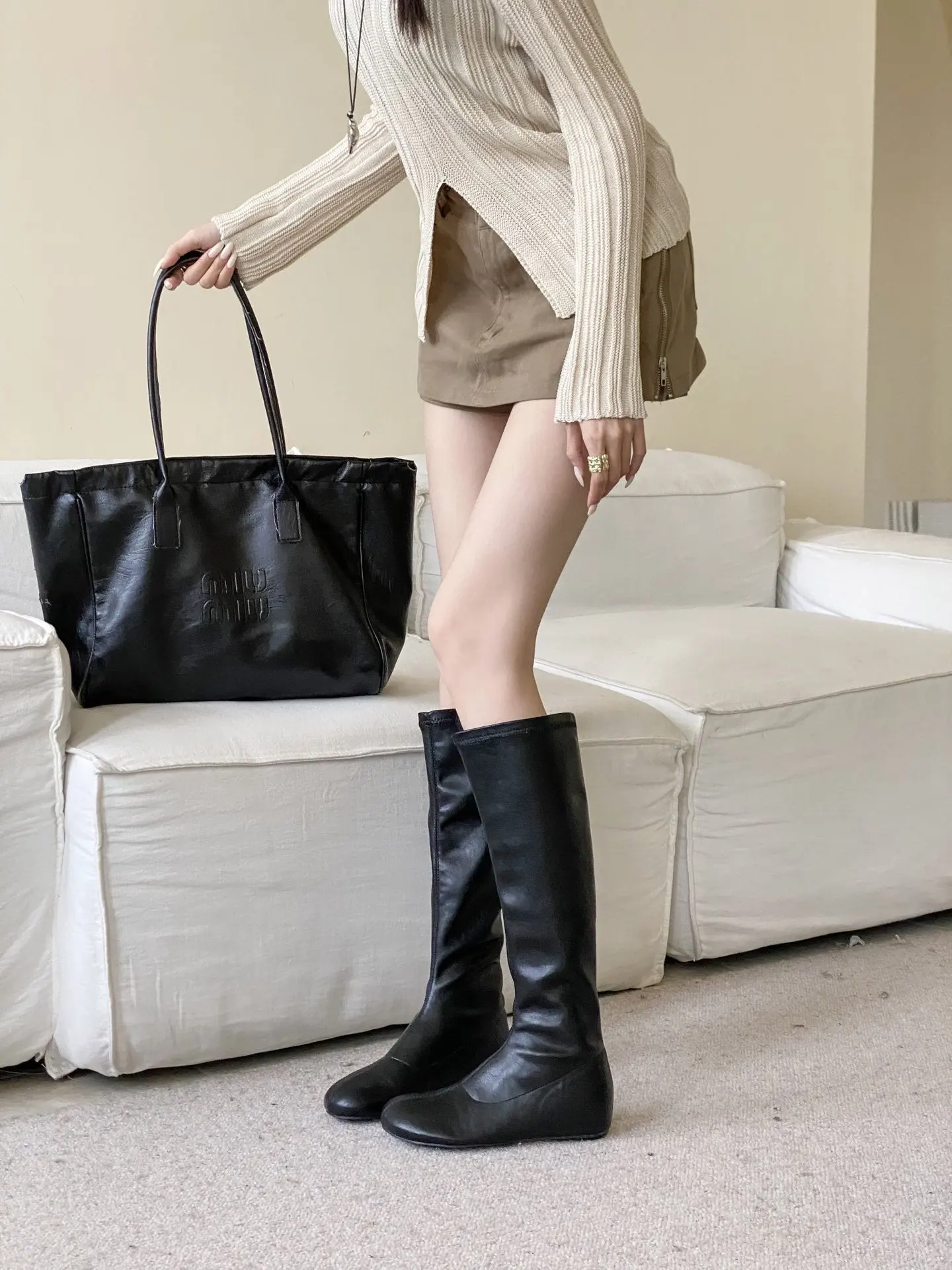 Women's boots 2026 Spring and Autumn new style round toe high rise slim long boots for women