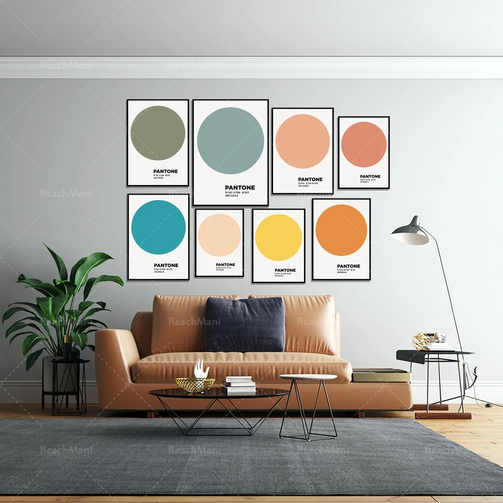 Pantone Color Wall Art Home Decor Wall Poster Pink Yellow Green Blue Grey Modern Canvas Painting for Living Room Home Decor