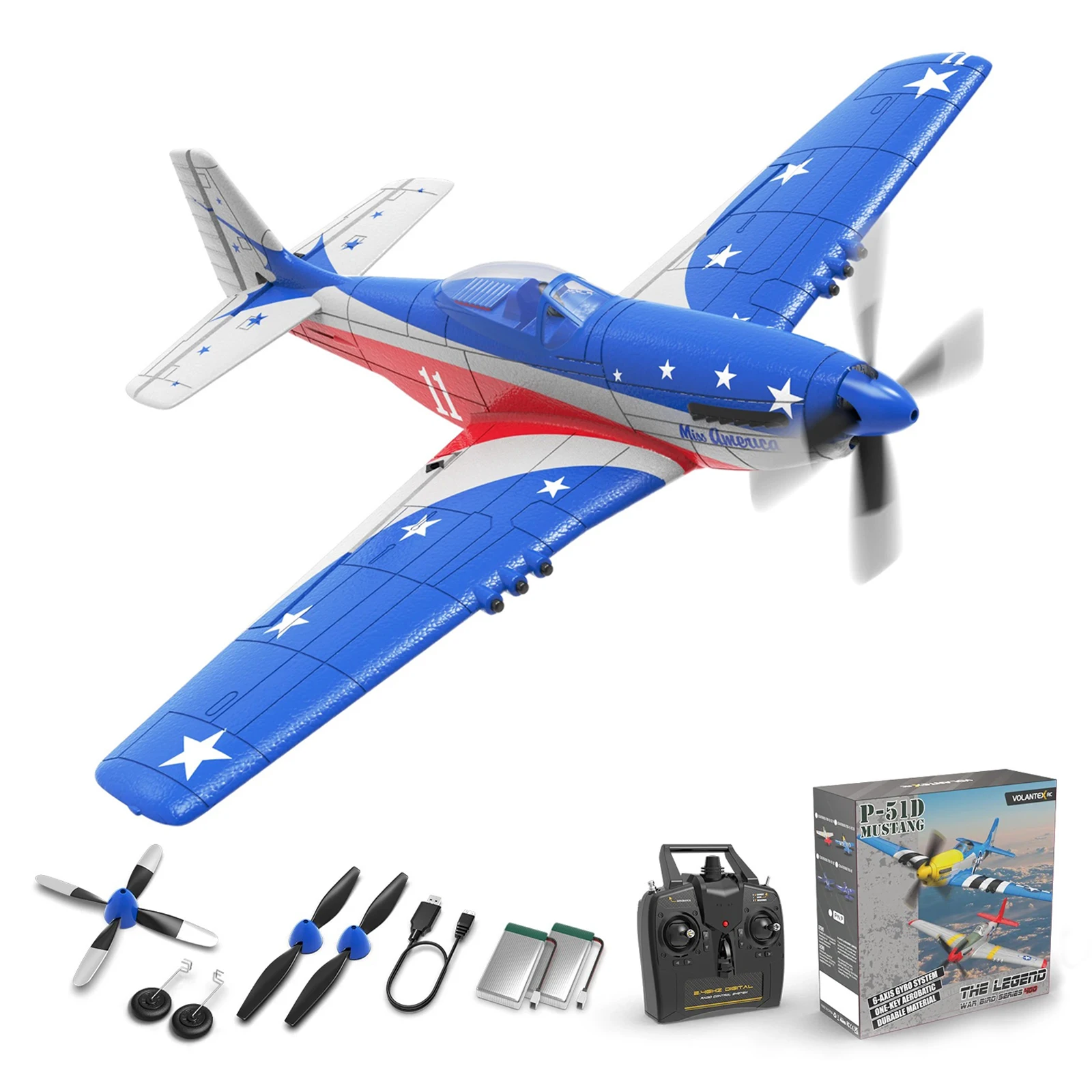

Volantex RC Plane, P51D Mustang RTF RC Airplane,One-Key Aerobatic, Stable and Safe,Suitable for Outdoor Activity and gifts