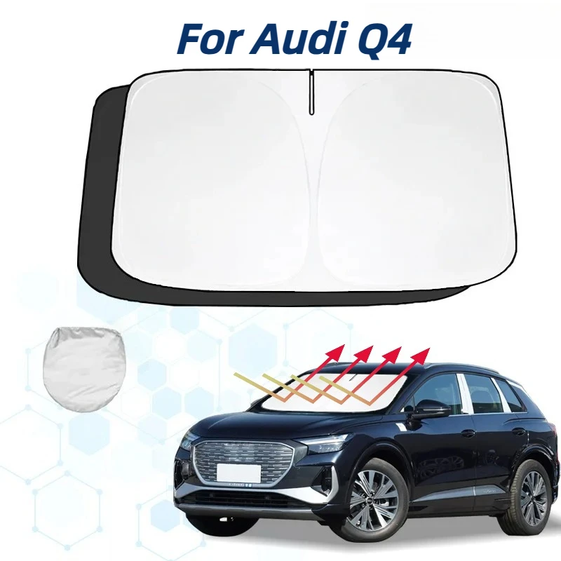 

Для Audi Q4 E Tron 2022-2024 солнцезащитный козырек на лобовое стекло, солнцезащитный козырек, защита от солнца, складные блоки, УФ-лучи, сохраняют ваш автомобильный охладитель
